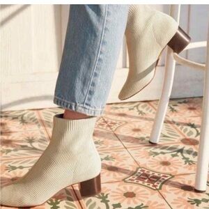 Joie x Revolve Neely Ivory Ribbed Knit Sock Boot Block Heel Ankle Booties 10